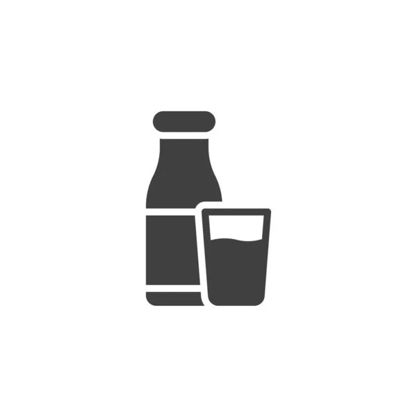 Verre à lait et icône vectorielle bouteille — Image vectorielle