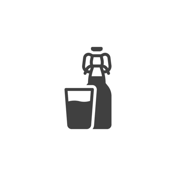 Milk bottle and glass vector icon — Stock Vector