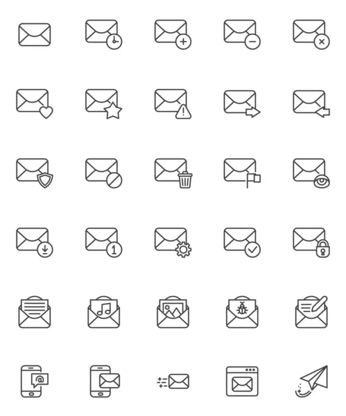 Mail email line icons set — Stock Vector