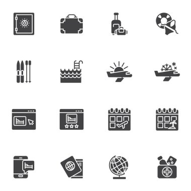 Seyahat acentesi servis vektör simgeleri ayarlandı