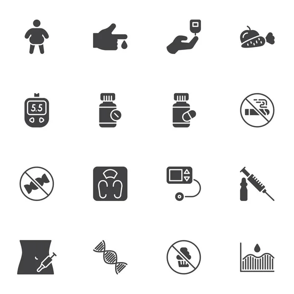 Conjunto de iconos vectoriales relacionados con la diabetes — Archivo Imágenes Vectoriales