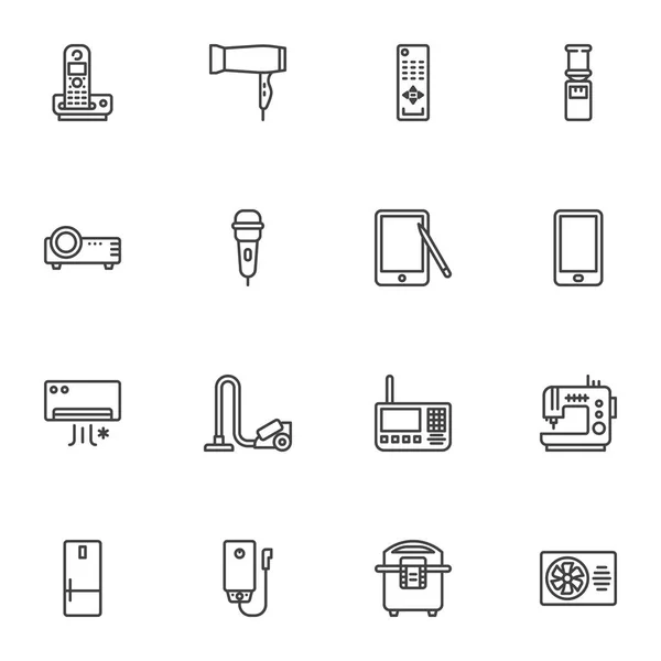 Eletrodomésticos linha ícones conjunto — Vetor de Stock