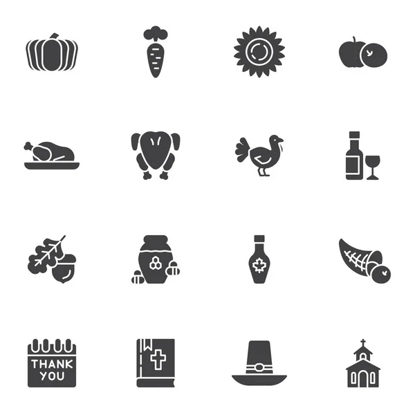 Happy Thanksgiving icônes vectorielles ensemble — Image vectorielle