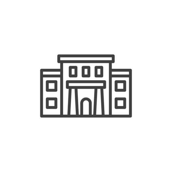 Biblioteca edificio linea icona — Vettoriale Stock