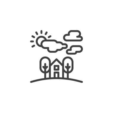 Kır evi peyzaj çizgisi simgesi