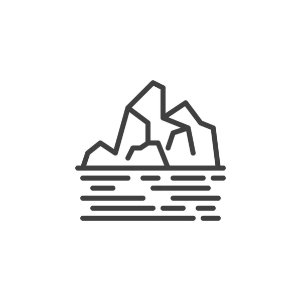 Paisagem com ícone de linha de montanha e lago — Vetor de Stock