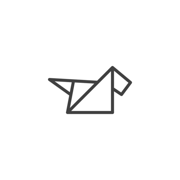 Origami ícone de linha de cão —  Vetores de Stock