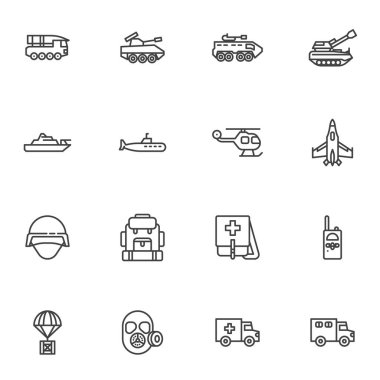 Askeri araç çizgisi simgeleri ayarlandı