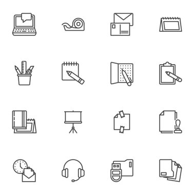 Ofis çalışma alanı satır simgeleri ayarlandı