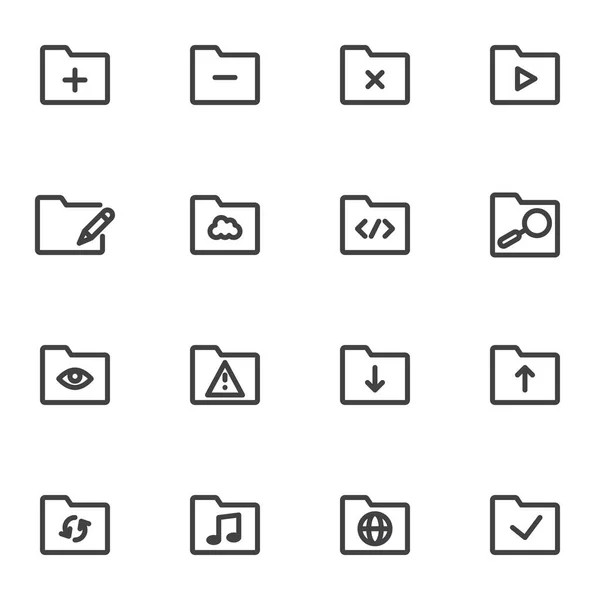 Conjunto de iconos de línea de carpeta de archivo — Archivo Imágenes Vectoriales