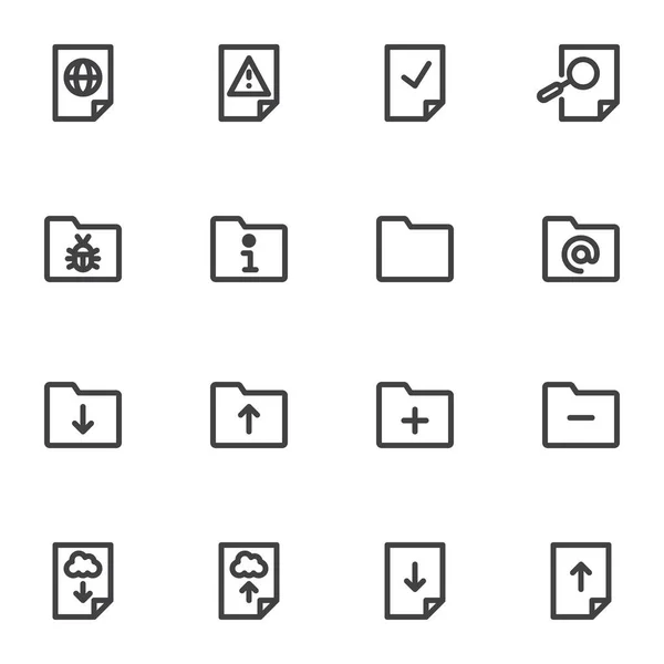 Fichier et ligne de dossier icônes ensemble — Image vectorielle
