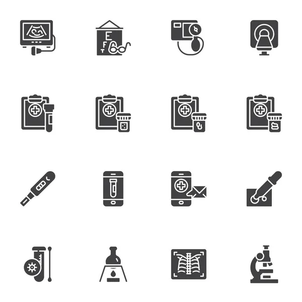 Diagnóstico laboratorial conjunto de ícones vetoriais — Vetor de Stock