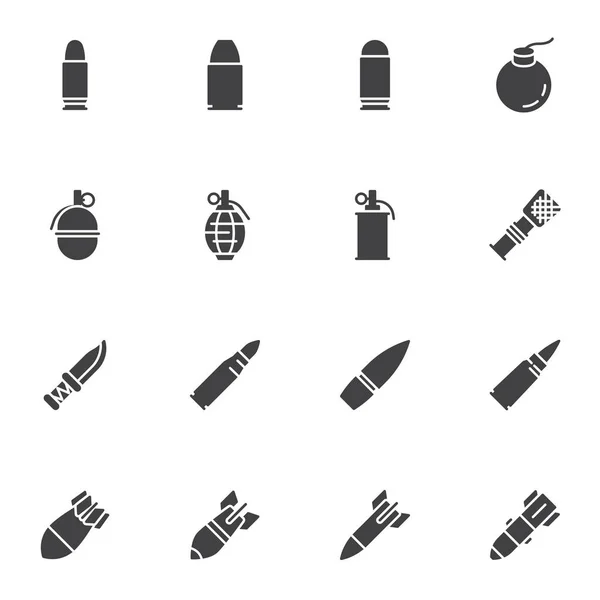 Balas de munición vector iconos conjunto — Vector de stock