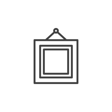 Fotoğraf çerçevesi çizgi simgesi asılıyor