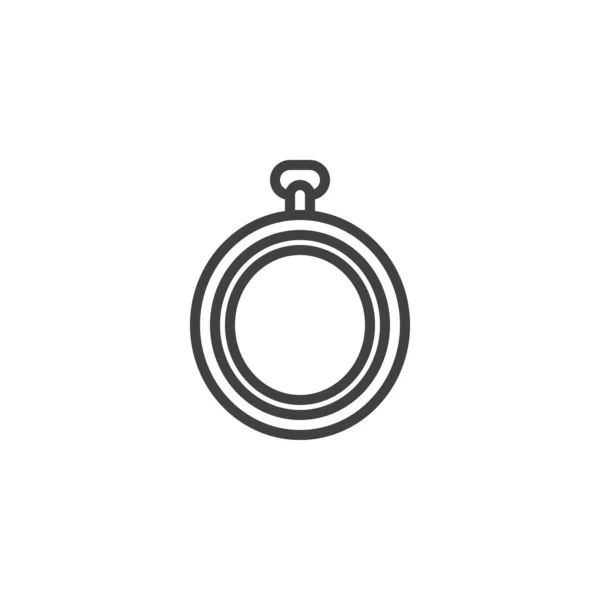 Round picture frame line icon — Stock Vector