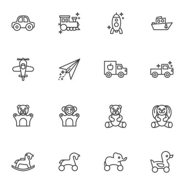 Çocuk oyuncakları çizgisi simgeleri