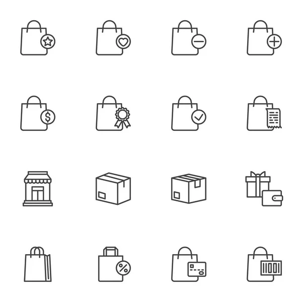 Conjunto de iconos de línea de compras y comercio electrónico — Vector de stock