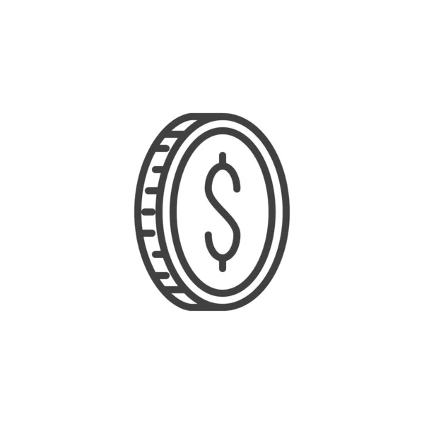Dollár érme vonal ikon — Stock Vector