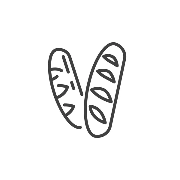 Baguette bread line icon — Stock Vector