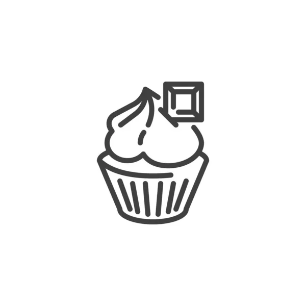 Chocolade cupcake lijn pictogram — Stockvector