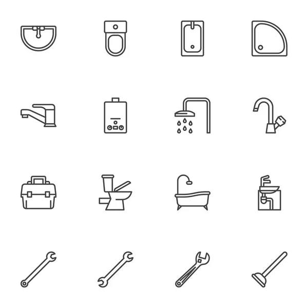 Conjunto de ícones de linha de serviço de encanamento —  Vetores de Stock