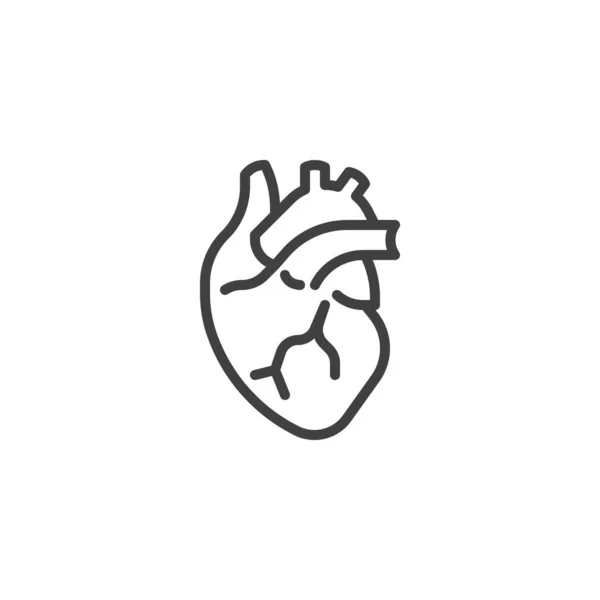 Corazón humano anatomía línea icono — Vector de stock