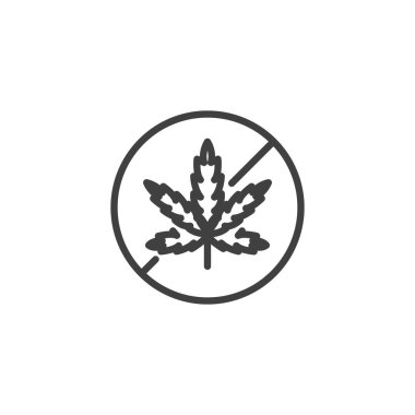 No marijuana, no drugs line icon