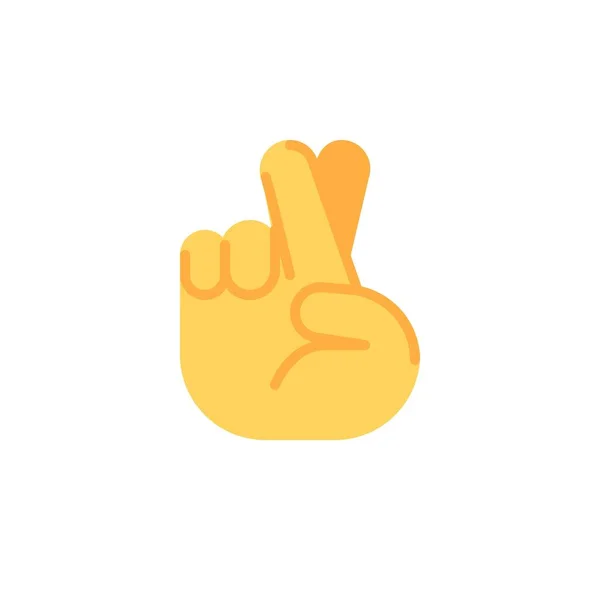 Fingers crossed gesture flat icon — Stock Vector