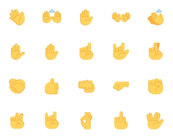 Hands gesture emoji collection, flat icons set — Stock Vector