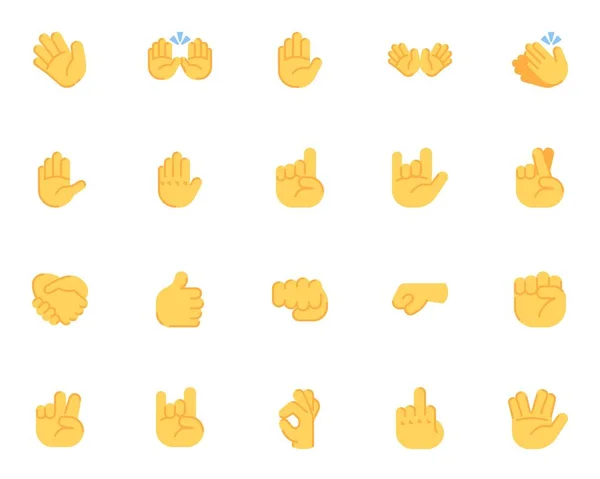 Hands gesture emoji collection, flat icons set