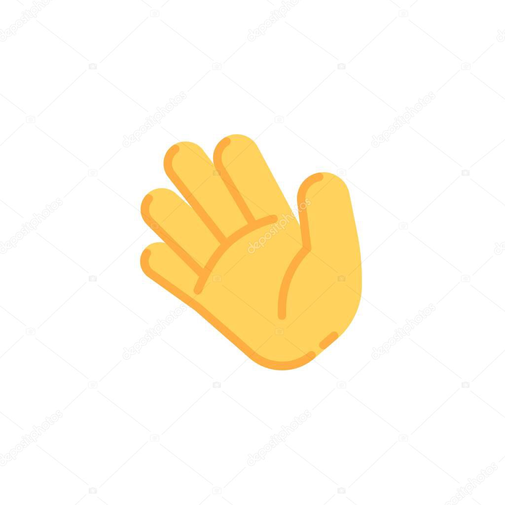 Waving hand flat icon, vector sign, hello hand gesture colorful pictogram isolated on white. Symbol, logo illustration. Flat style design