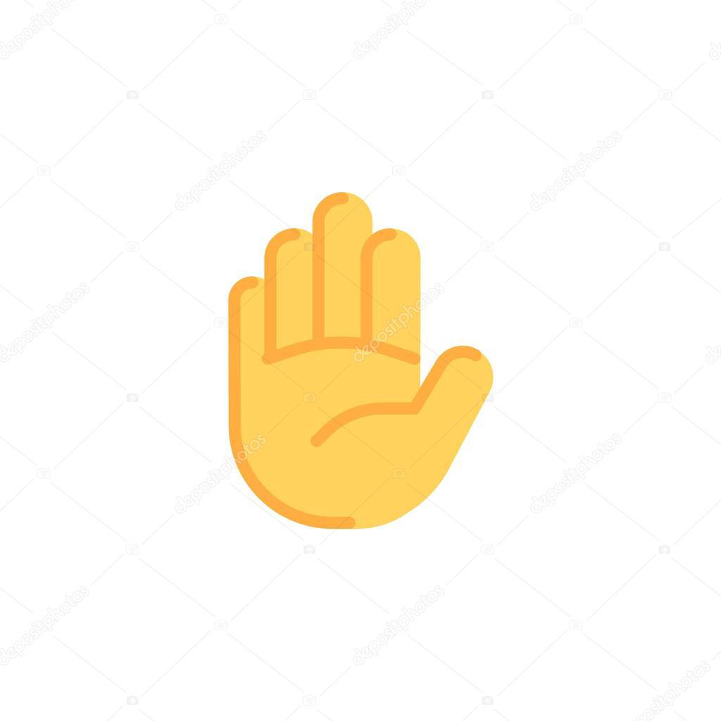 Raised hand gesture flat icon, vector sign, colorful pictogram isolated on white. Symbol, logo illustration. Flat style design