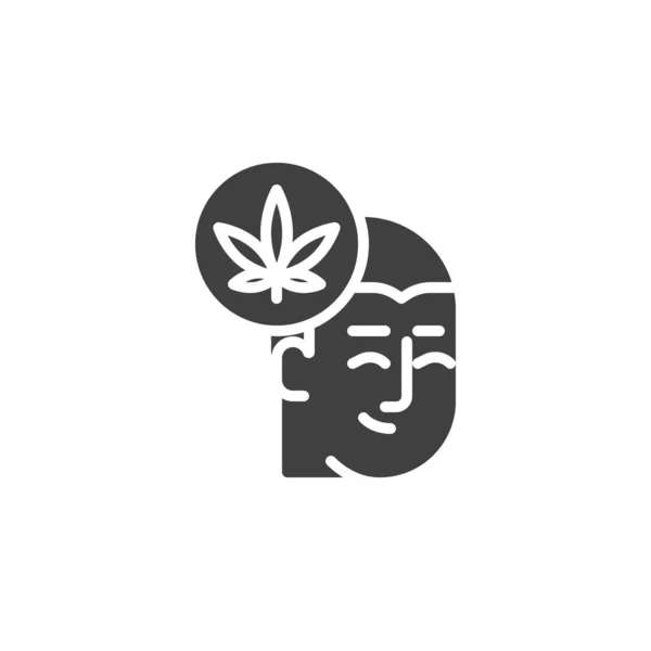 Happy man and cannabis leaf vector icon — Vettoriale Stock