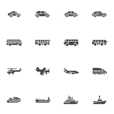 Taşıma aracı vektör simgeleri ayarlandı