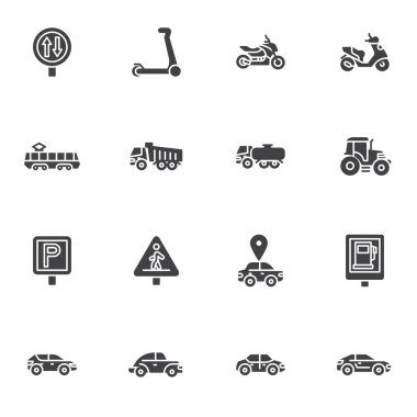Public transportation vector icons set