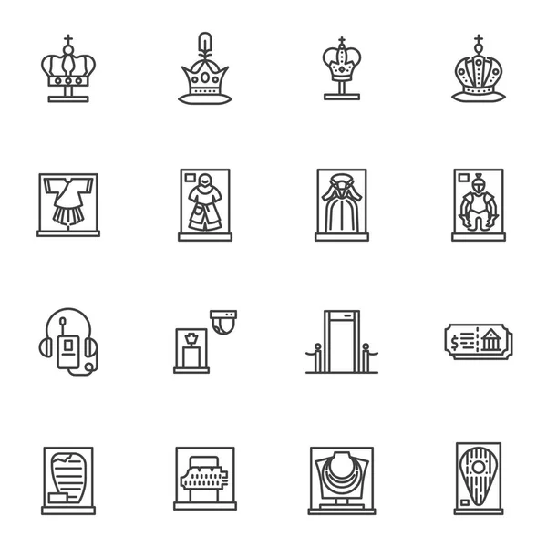 Museum Exhibitions line icons set — Stock Vector