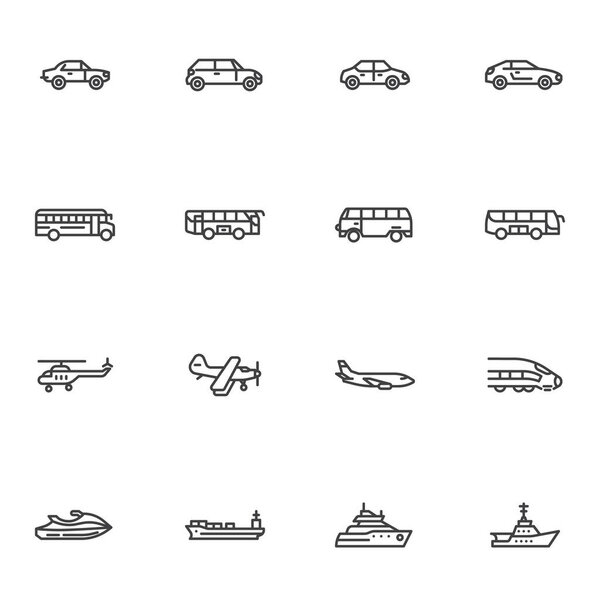 Набор значков линии транспортного средства