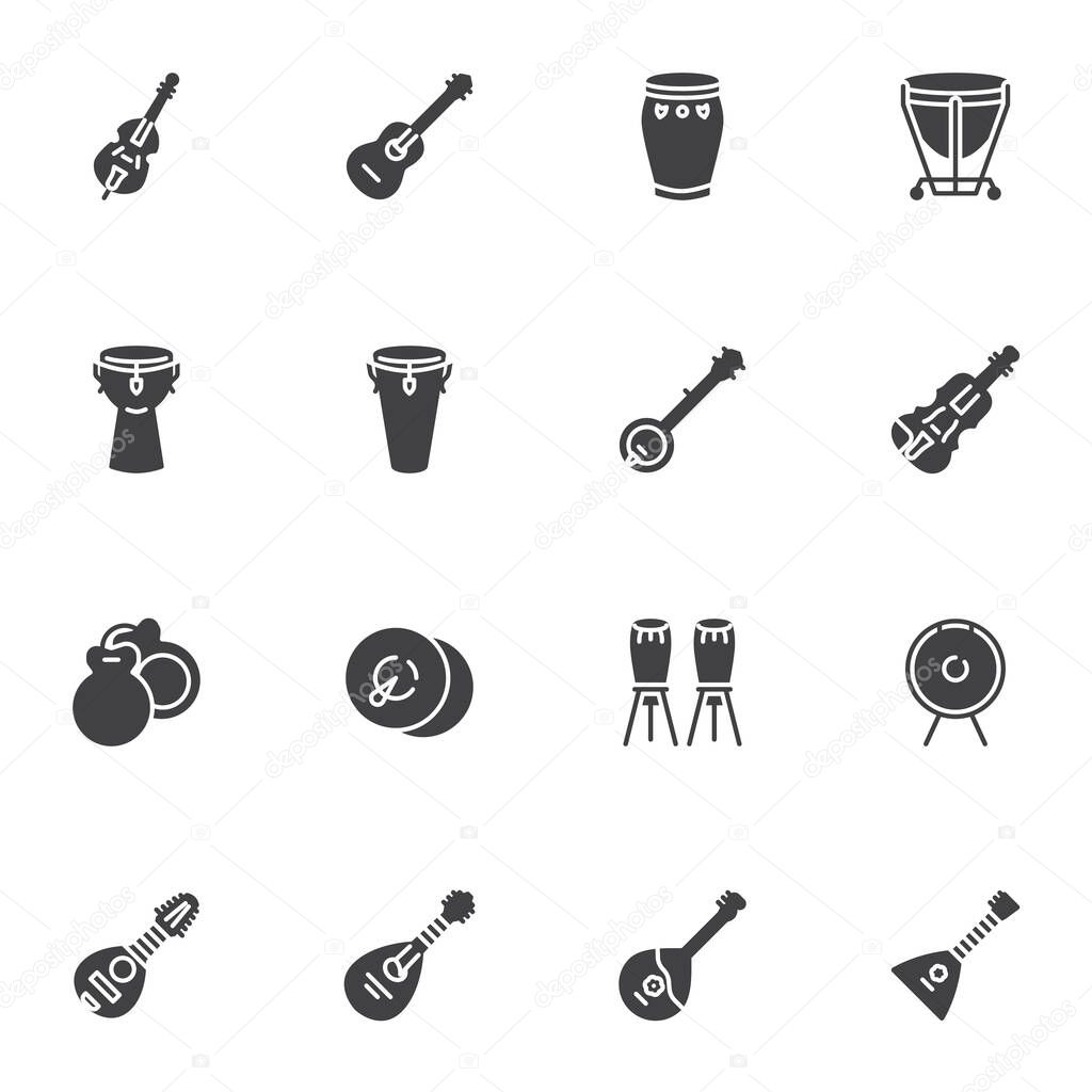 Musical instruments vector icons set