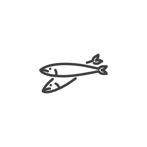 Dried anchovies fish line icon — Stock vektor