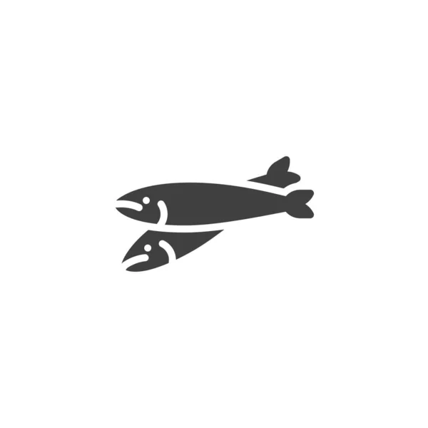 Anchovas secas ícone vetor de peixe —  Vetores de Stock
