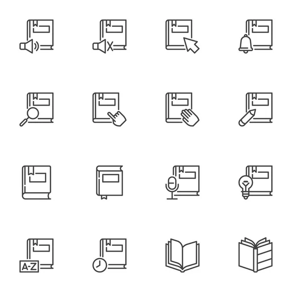 Conjunto de iconos de línea libros — Vector de stock