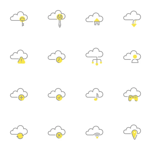 Conjunto de iconos de línea de nube informática — Vector de stock