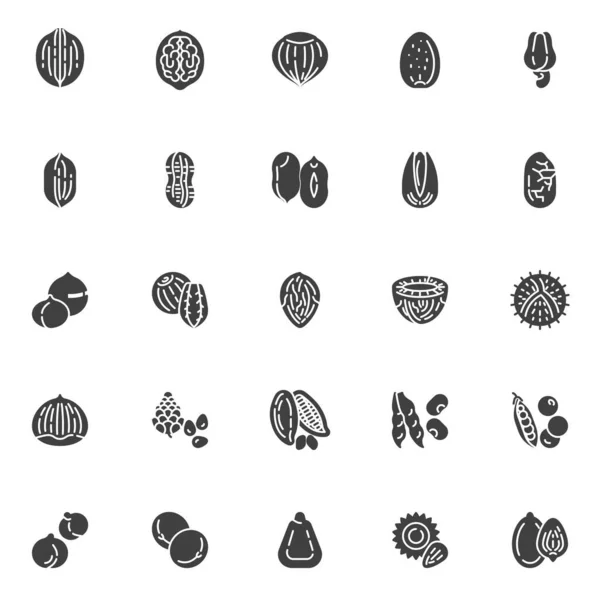 Nueces y frijoles vector iconos conjunto — Archivo Imágenes Vectoriales