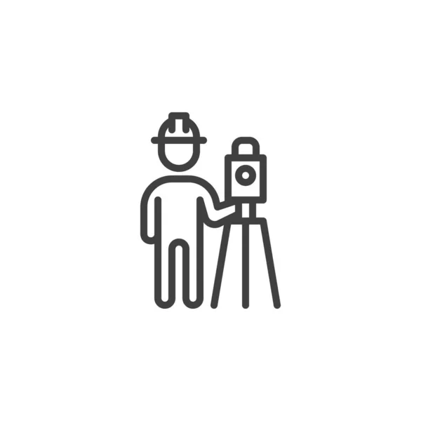 Surveyor engineer line icon — Stock Vector