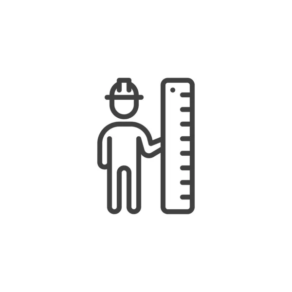 Ingenieur mit Lineal-Zeilensymbol — Stockvektor