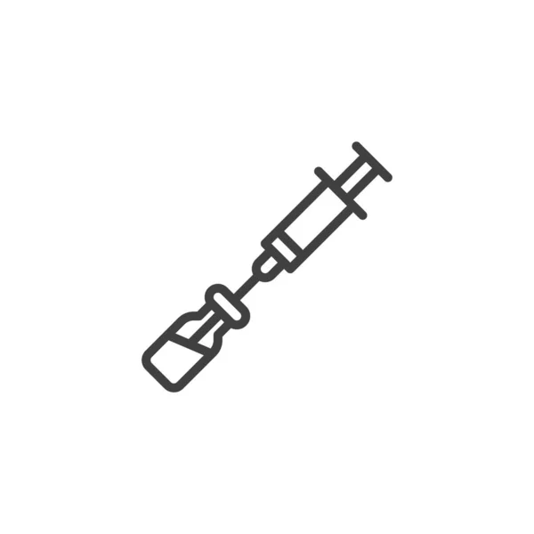 A fecskendő és a vakcina injekciós üveg vonalának ikonja — Stock Vector