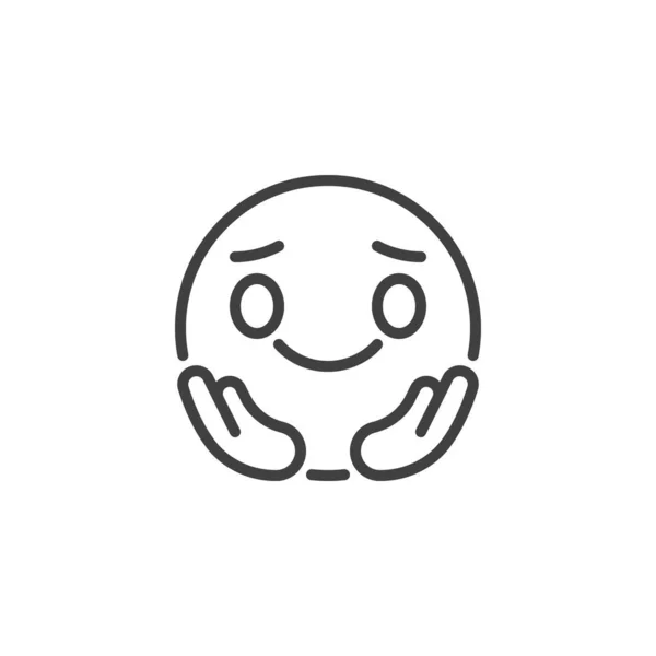 Emoticono feliz cara icono de la línea — Vector de stock