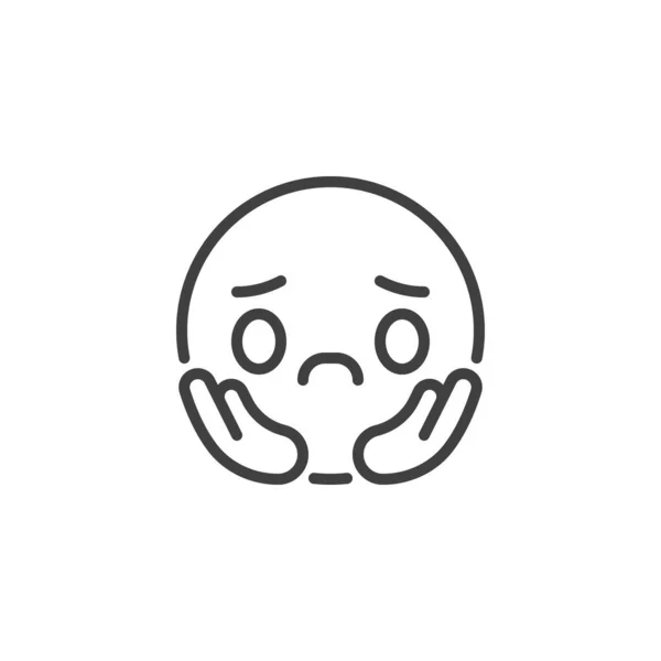 Besviken emoticon line ikon — Stock vektor