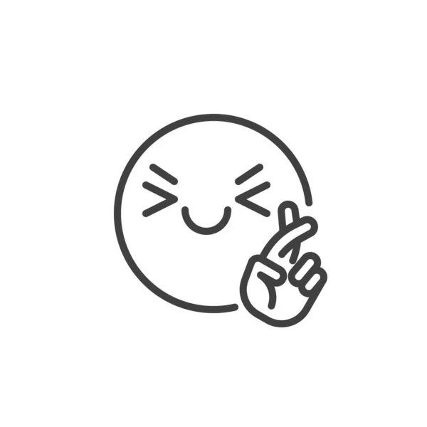 Wishing emoticon gesture line icon — Stock Vector