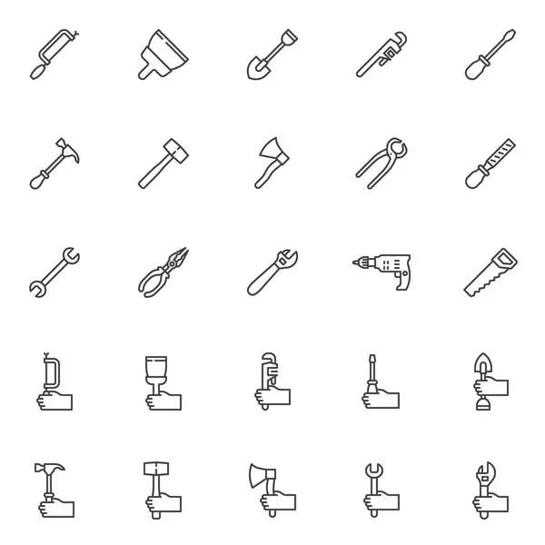 Outil de travail ligne icônes ensemble — Image vectorielle